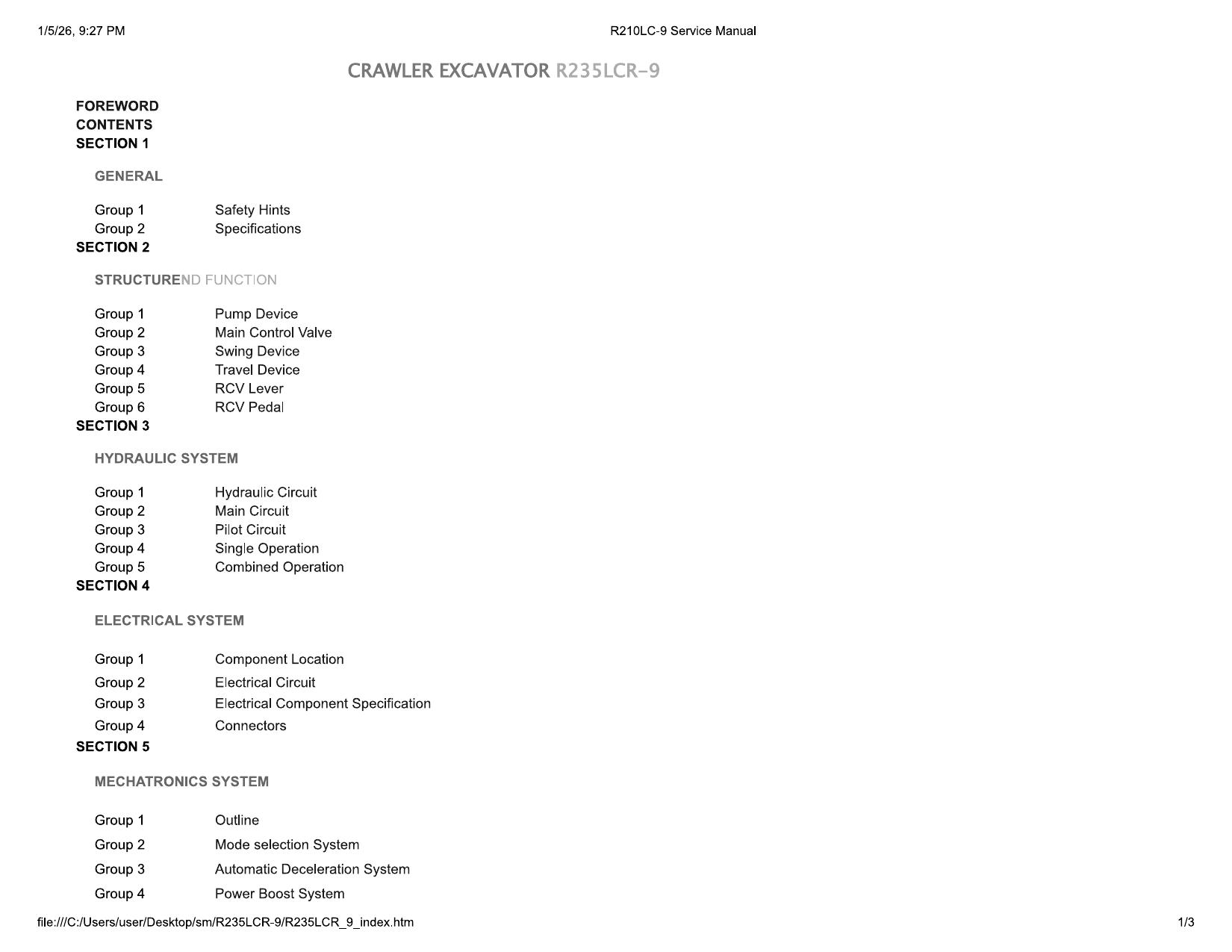 R235LCR-9 Service Manual
